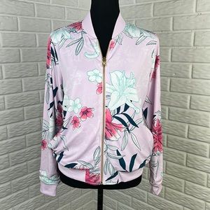 IMAN GLOBAL CHIC REVERSIBLE STRETCH KNIT JACKET FLORAL LAVENDER SIZE XS